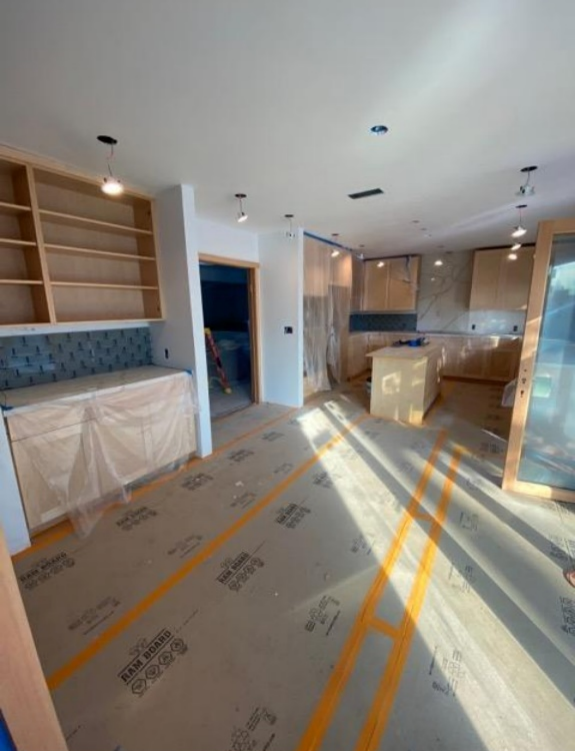 An under-construction home’s interior.